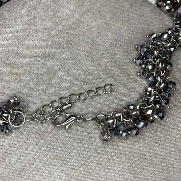 Gunmetal Faceted Round Fire Polished Bead necklace - Picture 5 of 5